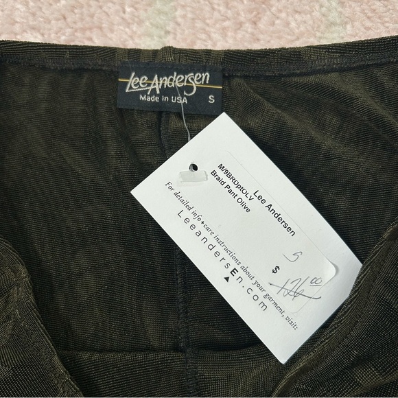 NWT Vintage Lee Anderson Wide Leg Ruched Pants Green Leaf Pattern Size Small - Picture 3 of 10